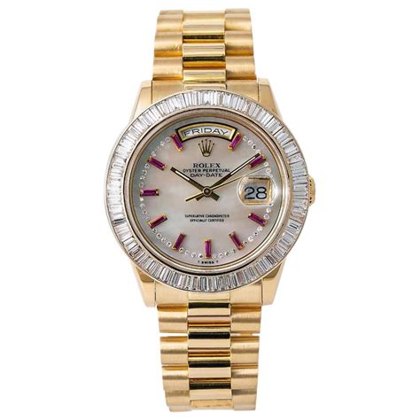 rolex baguette diamond bezel|Rolex watch with diamond bezel.